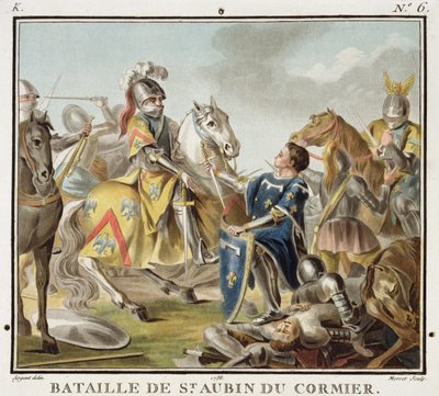 Battaglia di St Aubin du Cormier nel 1488, incisa da Jean Baptiste Morret (fl. 1790-1820) 1788 da Antoine Louis Francois Sergent Marceau